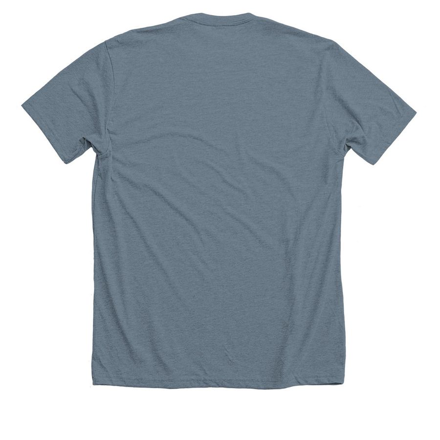 Tips Appreciated, a Heather Blue Storm Premium Unisex Tee (back-view)