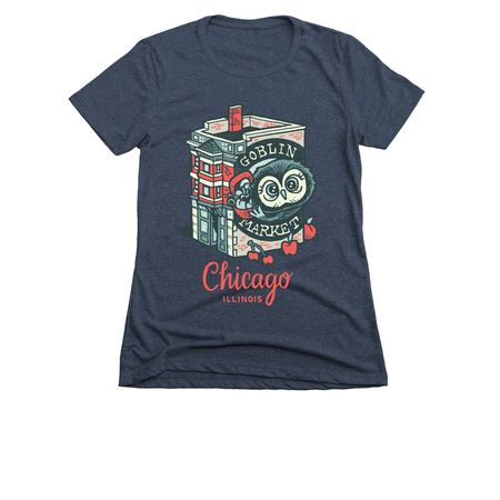 Goblin Market Storefront Logo - Chicago, IL, a Midnight Navy Women's Slim Fit Tee