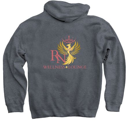 MERCH FOR PAWS, a Dark Heather Pullover Hoodie (back-view)