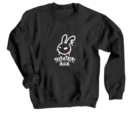 Trick or Treat Spooky - White, a Black Crewneck Sweatshirt