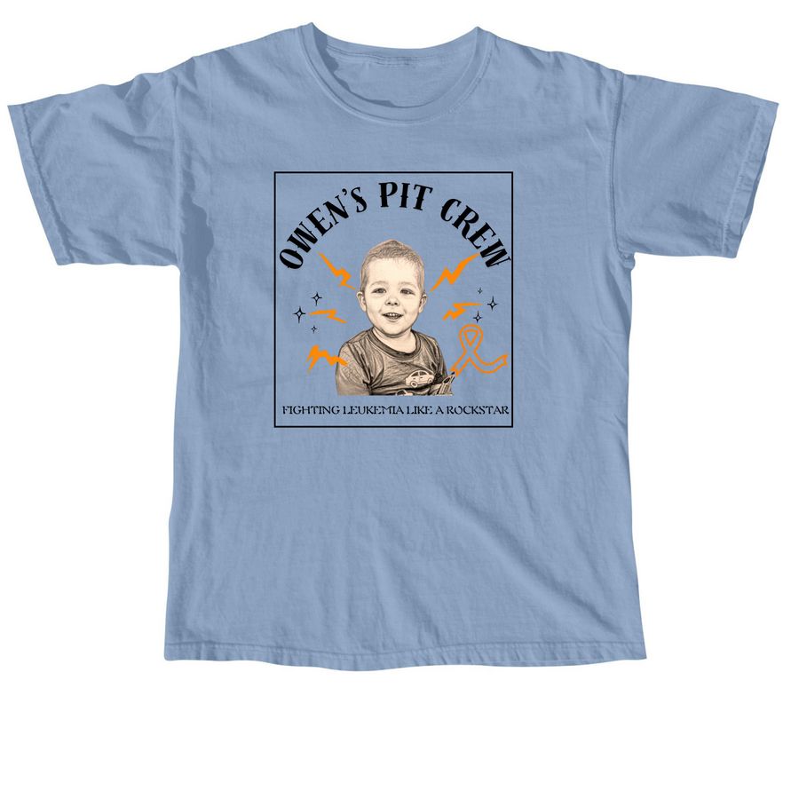 Owen's Pit Crew - Owen's Pic, a Washed Denim Comfort Colors Unisex Tee