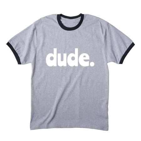 Dude., a Athletic Heather/ Jet Black Cotton Ringer Tee