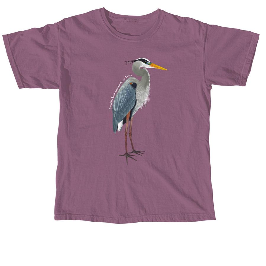 BEAT Great Blue Heron (white font), a Berry Comfort Colors Unisex Tee