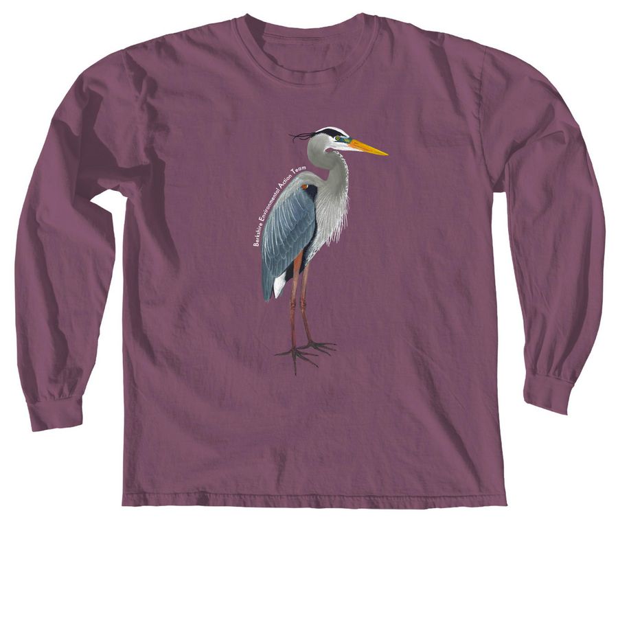 BEAT Great Blue Heron (white font), a Berry Comfort Colors Long Sleeve Tee