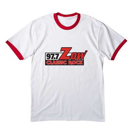 Unisex Tops, a White/ Red Cotton Ringer Tee