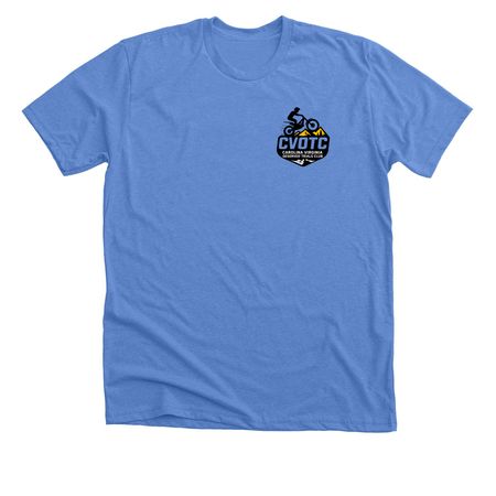 Pocket Front, a Heather Columbia Blue Premium Unisex Tee
