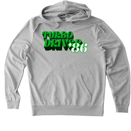 Turbo Driver '86, a Granite Grey Heather Allmade Organic French Terry Pullover Hoodie
