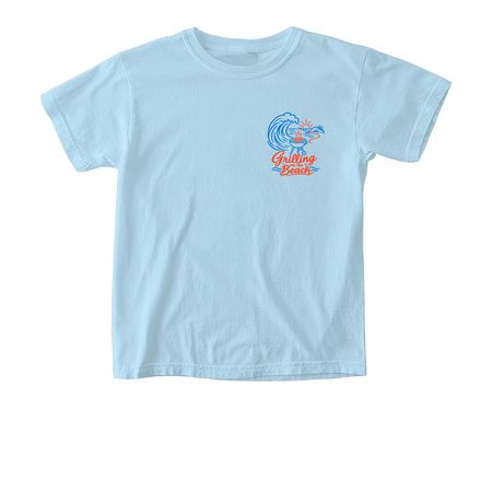 Grilling on the Beach - Lobsters, a Chambray Comfort Colors Youth Tee