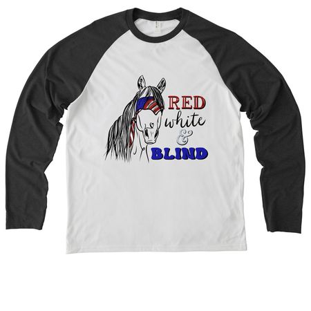 Red White & Blind, a Space Black/ Bright White Allmade Eco Triblend Colorblock Raglan Long Sleeve Tee