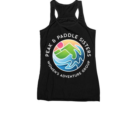 Full Front (White Logo), a Black Women's Racerback
