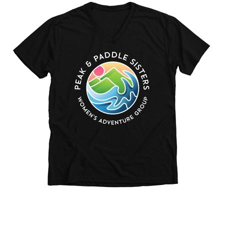 Full Front (White Logo), a Solid Black Blend Premium V-Neck Tee