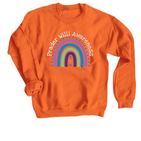 Prader Willi Syndrome Awareness ORANGE Tee, a Orange Crewneck Sweatshirt