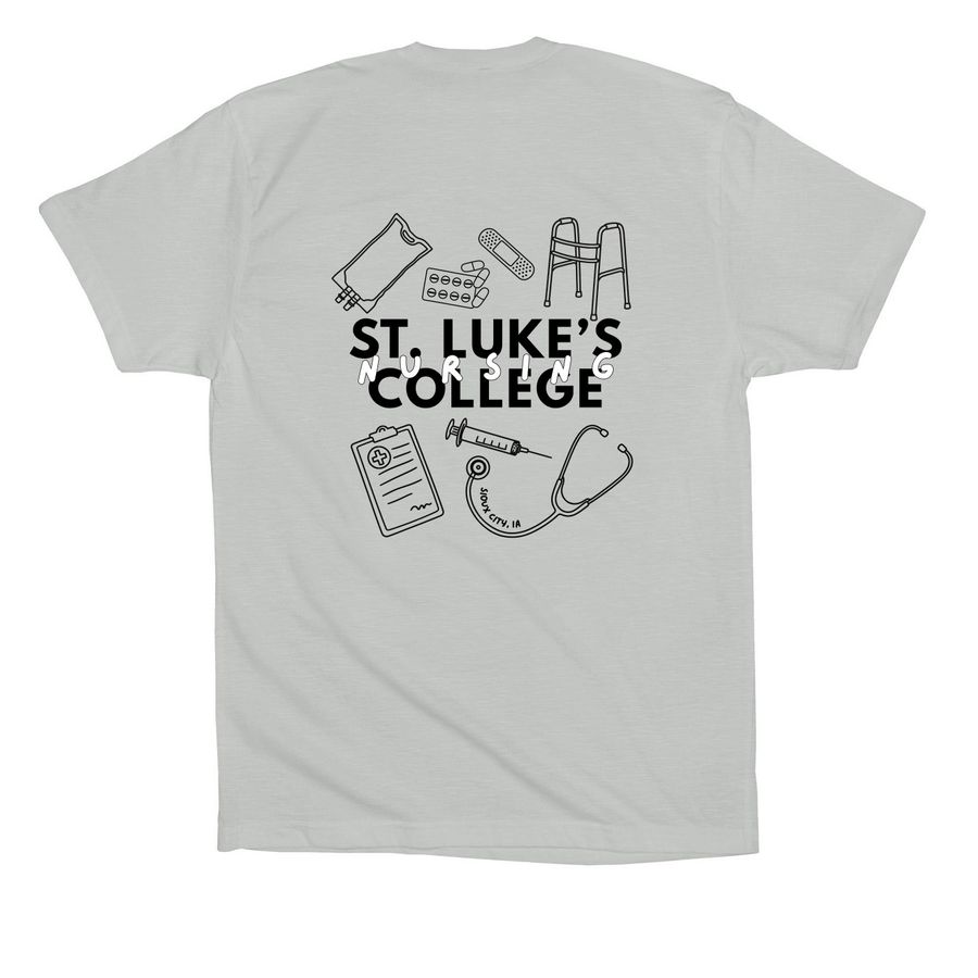 Nursing Takes Heart, a Silver Premium Cotton Tee (back-view)