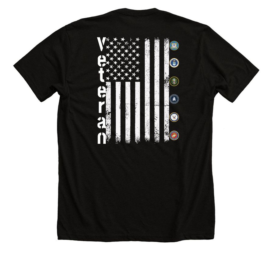 Veteran, a Solid Black Blend Premium Unisex Tee (back-view)