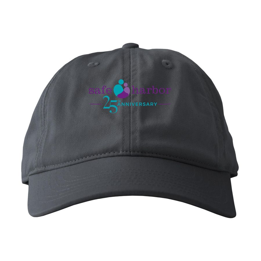 Safe Harbor's 25 Anniversary Hat, a Charcoal Printed Eco Baseball Cap