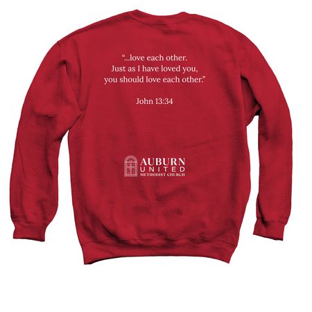 Clothes Closet Volunteer Shirts, a Cardinal Red Crewneck Sweatshirt (back-view)