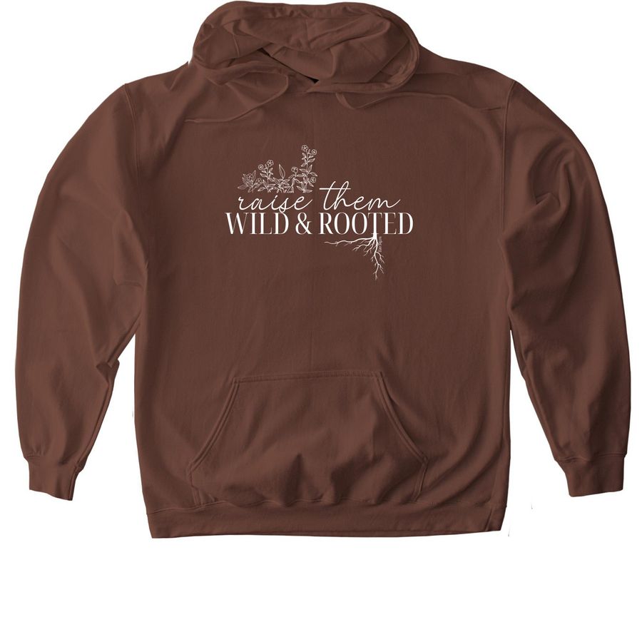 Raise Them Wild & Rooted, a Cocoa Softstyle Pullover Hoodie