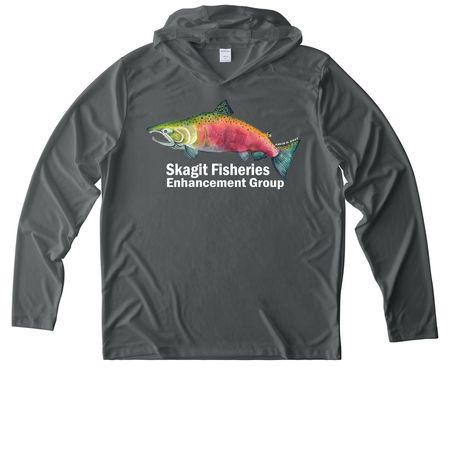 Help Support our Monitoring Programs, a Dark Smoke Grey UV Performance Long Sleeve Hoodie