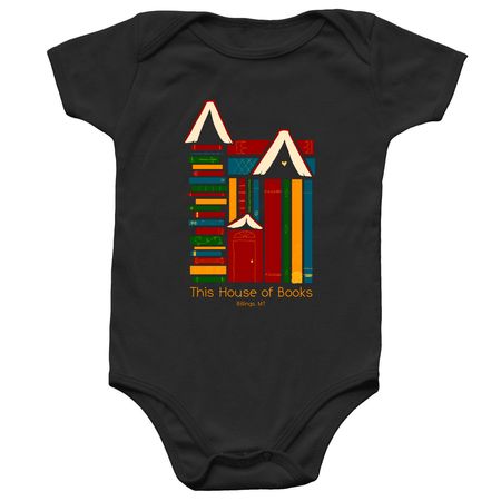 This House Made of Books Onesie, a Black Infant Onesie
