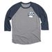Vintage Pawprint, a Vintage Navy and Premium Heather 3/4 Sleeve Baseball Tee
