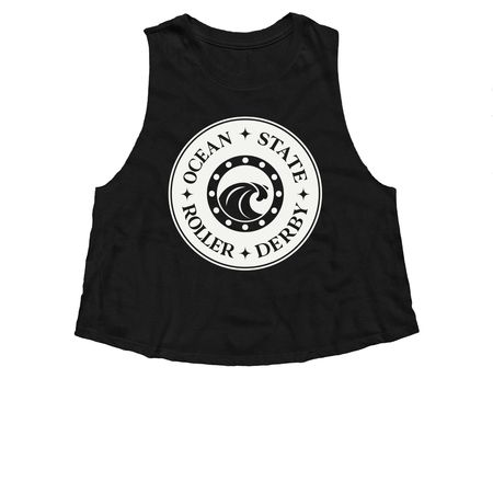 Light Logo Merch, a Solid Black Blend Women?s Cropped Racerback Tank