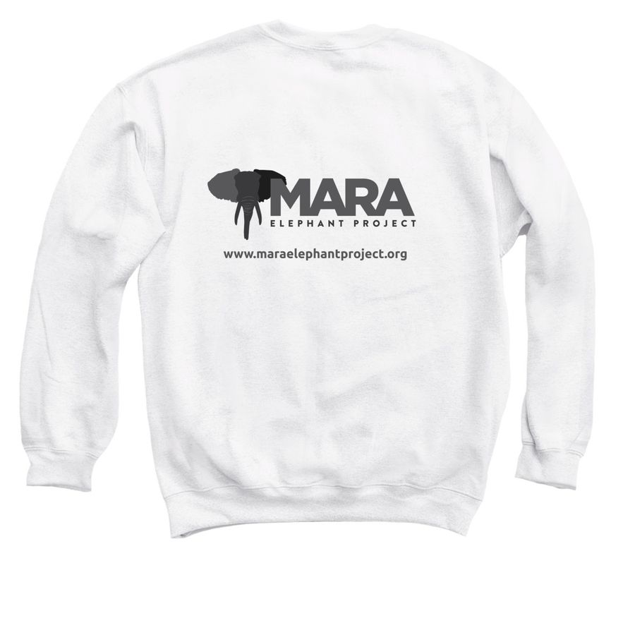Protect More Elephants, a White Crewneck Sweatshirt (back-view)