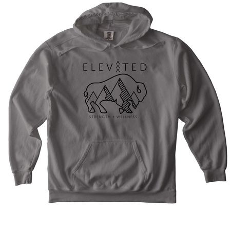 Buffalo Wellness V2, a Grey Comfort Colors Pullover Hoodie