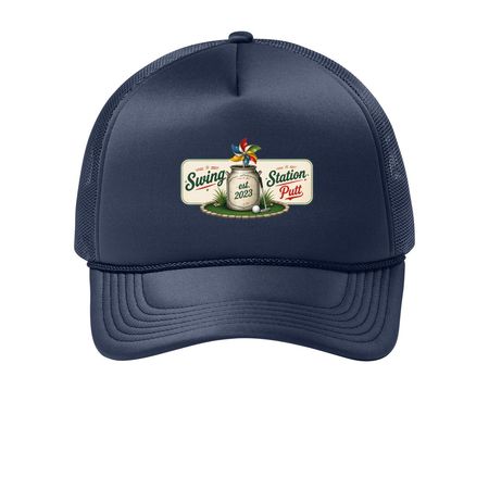 Hats, Design 2, a True Navy Printed Foam Trucker Hat