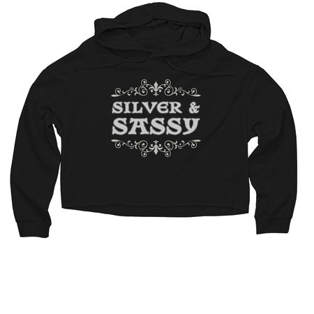 Silver and Sassy Crop Top Hoodie, a Black Women?s Lightweight Cropped Hoodie