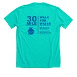 30 Mile Walk for Water, a Heather Sea Green Premium Unisex Tee (back-view)