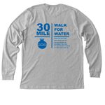 30 Mile Walk for Water, a Athletic Heather Premium Long Sleeve Tee (back-view)