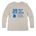 30 Mile Walk for Water, a Heather Dust Women?s Premium Long Sleeve Tee (back-view)