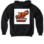 JUDAH FLAME, a Black Softstyle Youth Pullover Hoodie (back-view)