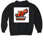 JUDAH FLAME, a Black Gildan Softstyle Pullover Hoodie (back-view)