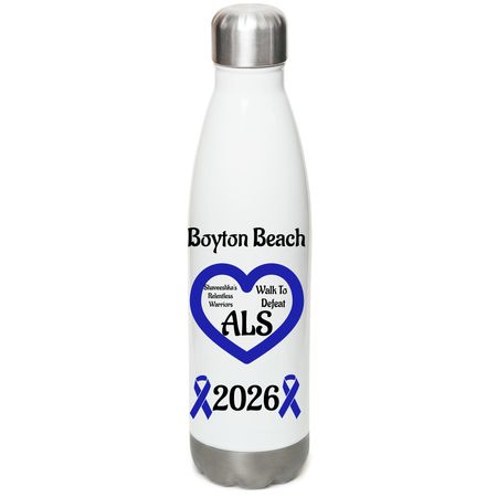 Walk to Defeat ALS: Water Bottle, a White Stainless Steel Water Bottle