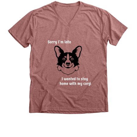 ECCR Sorry I'm Late, a Heather Mauve Premium V-Neck Tee