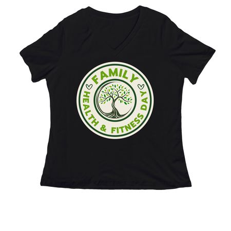 Family Health and Fitness Day, a Black Women's Relaxed V-Neck Tee