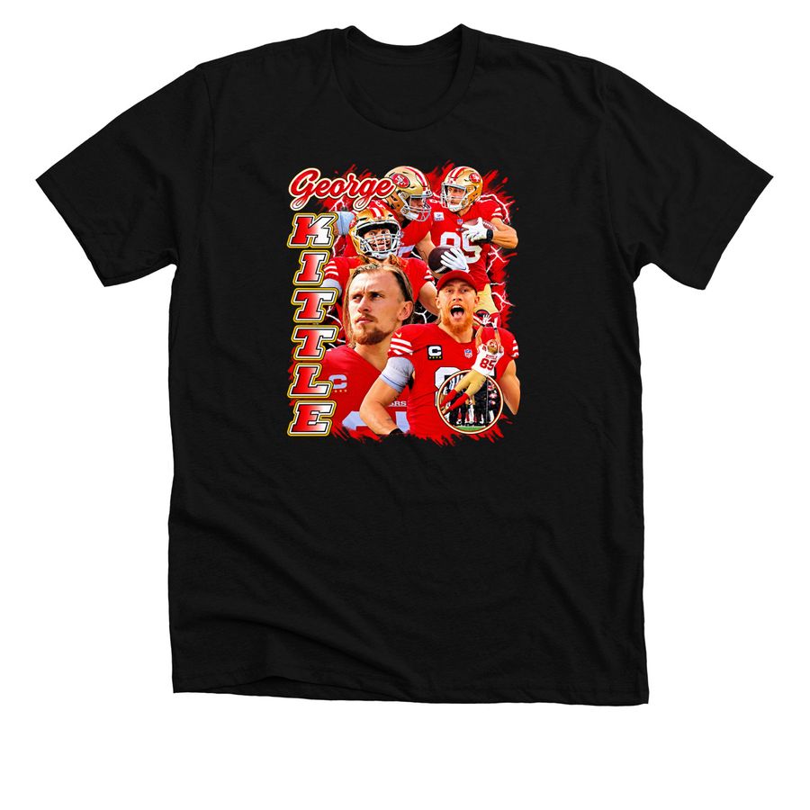 George Kittle San Francisco 49ers NFL Footbal, a Solid Black Blend Premium Unisex Tee