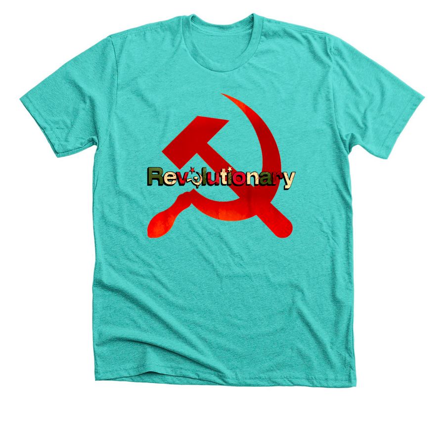 Revolutionary Hammer & Sickle Tops, a Heather Sea Green Premium Unisex Tee