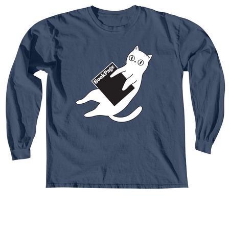 White Cat Reads - Long Sleeve Tee, a Midnight Comfort Colors Long Sleeve Tee