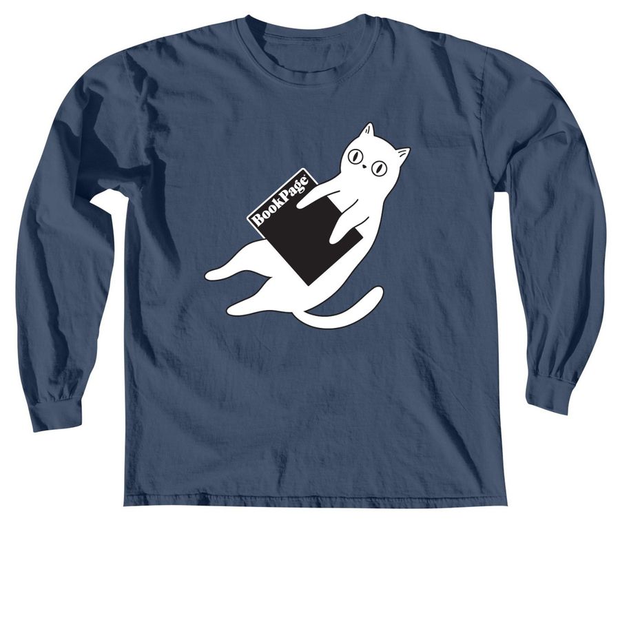 White Cat Reads - Long Sleeve Tee, a Midnight Comfort Colors Long Sleeve Tee