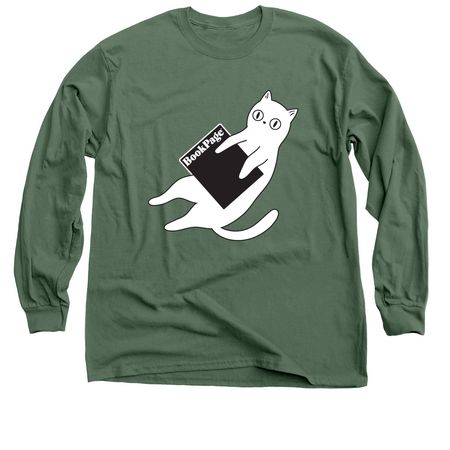White Cat Reads - Long Sleeve Tee, a Military Green Classic Long Sleeve Tee