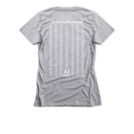 Family Retreat 2022, a Dark Heather Grey Women's Slim Fit Tee (back-view)