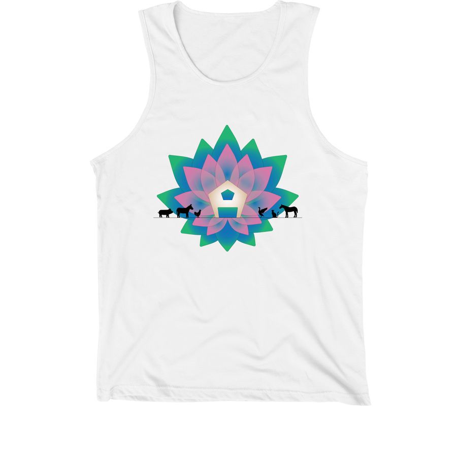 Pink Lotus Tank, a White Premium Cotton Tank