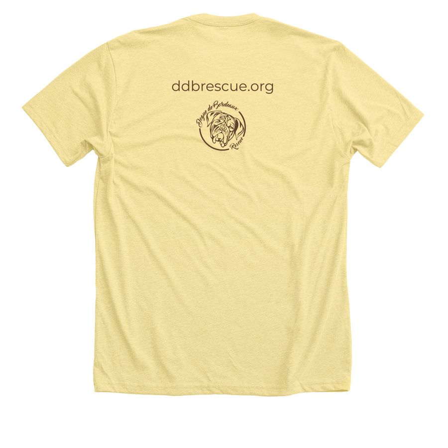 Willow Dogue de Bordeaux Rescue&nbsp;, a Heather Yellow Gold Premium Unisex Tee (back-view)