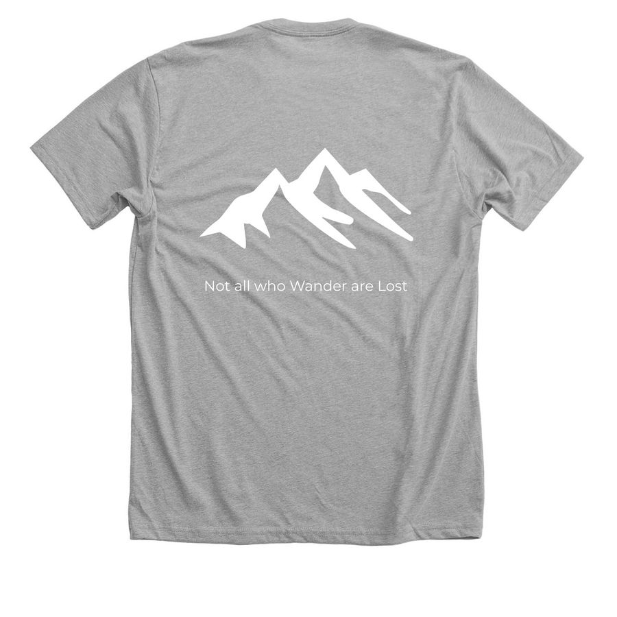 Not all Who Wander are Lost, a Athletic Heather Premium Unisex Tee (back-view)
