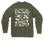 adult tee & crewneck, a Heather Olive Premium Raglan Crewneck Sweatshirt (back-view)