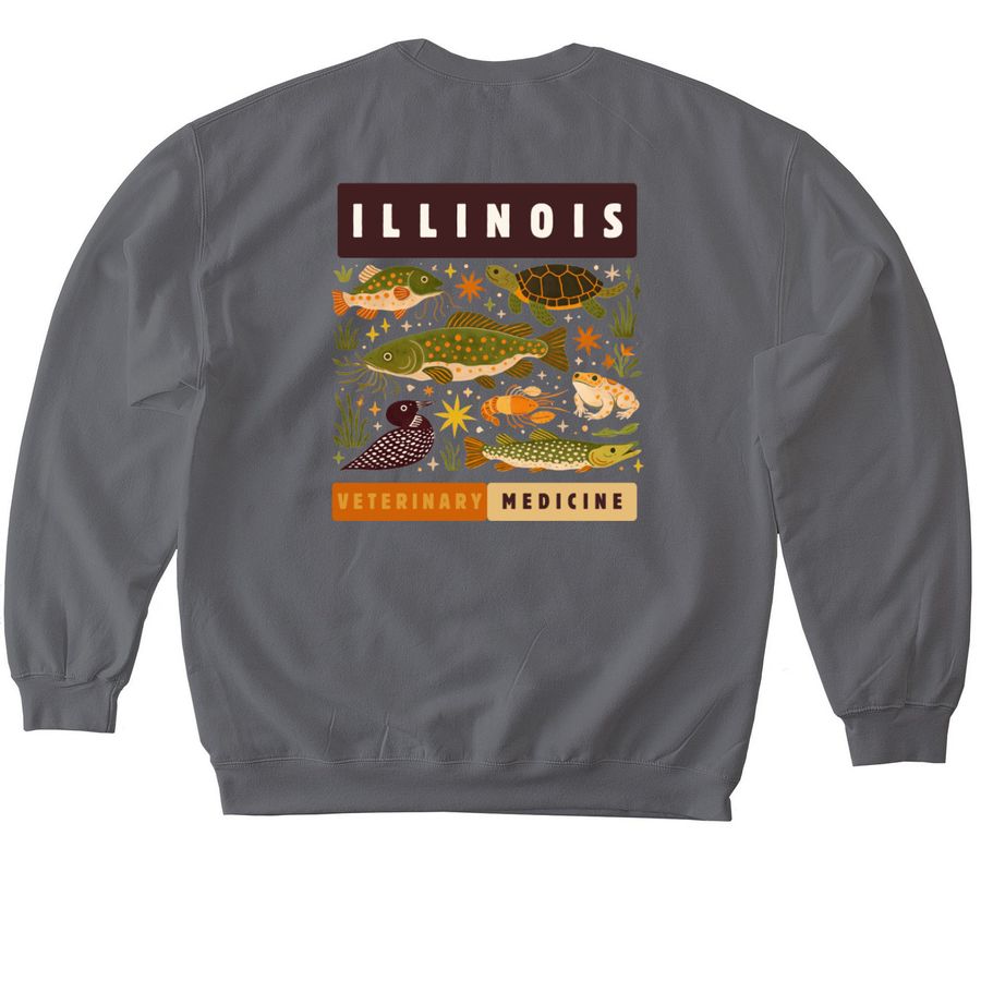 Freshwater Friends, a Charcoal Softstyle Crewneck Sweatshirt (back-view)