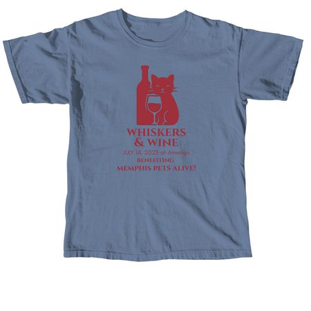 Whiskers & Wine Updated, a Blue Jean Comfort Colors Unisex Tee