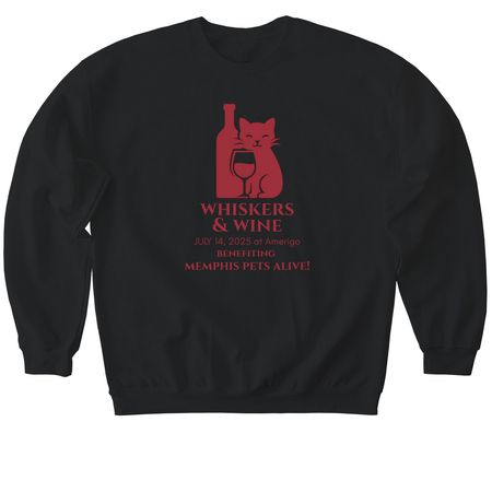 Whiskers & Wine Updated, a Black Softstyle Crewneck Sweatshirt
